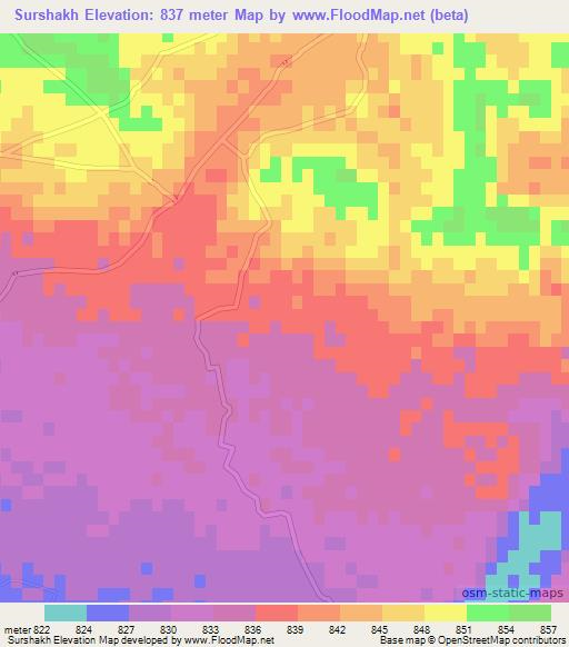 Surshakh,Afghanistan Elevation Map