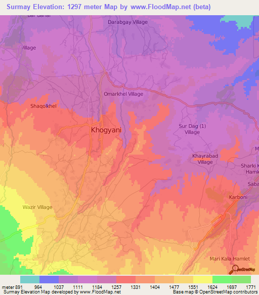 Surmay,Afghanistan Elevation Map
