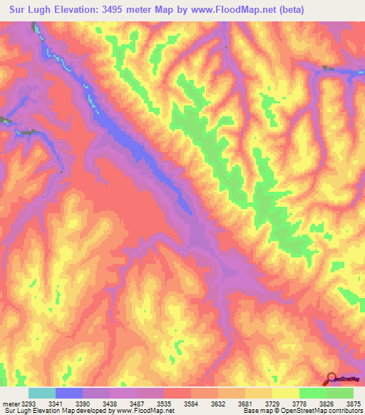 Sur Lugh,Afghanistan Elevation Map