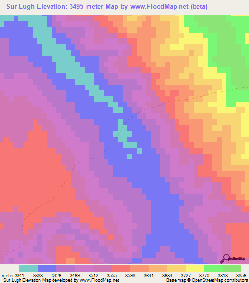 Sur Lugh,Afghanistan Elevation Map