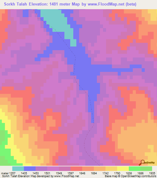 Sorkh Talah,Afghanistan Elevation Map
