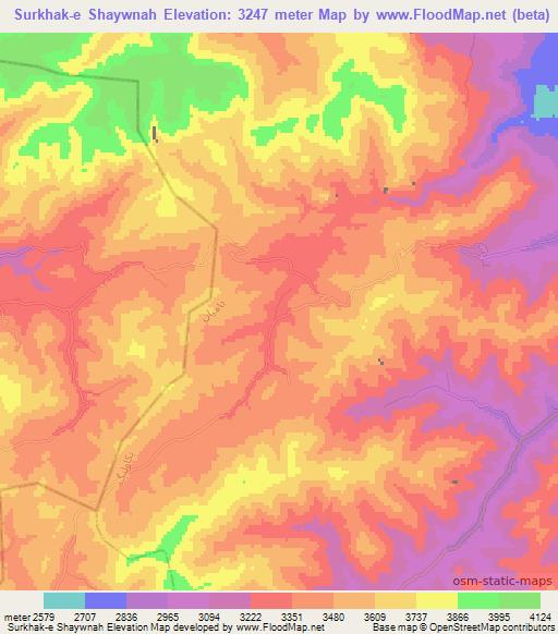 Surkhak-e Shaywnah,Afghanistan Elevation Map