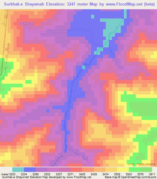 Surkhak-e Shaywnah,Afghanistan Elevation Map