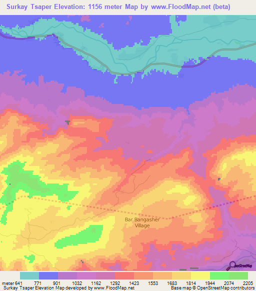 Surkay Tsaper,Afghanistan Elevation Map