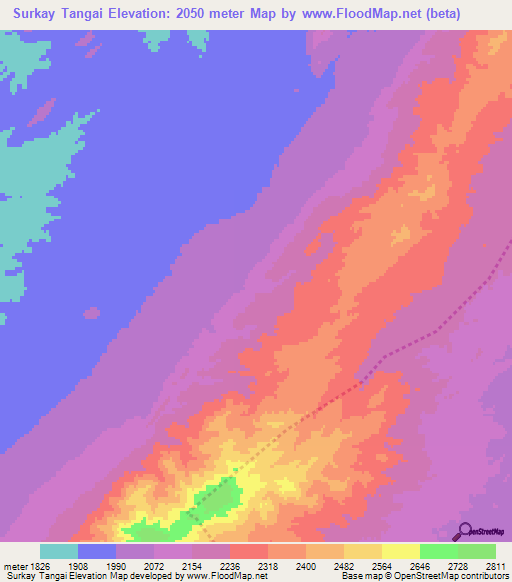 Surkay Tangai,Afghanistan Elevation Map