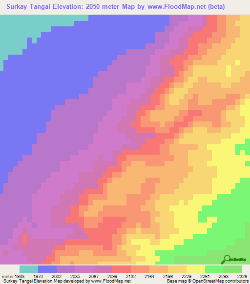 Surkay Tangai,Afghanistan Elevation Map