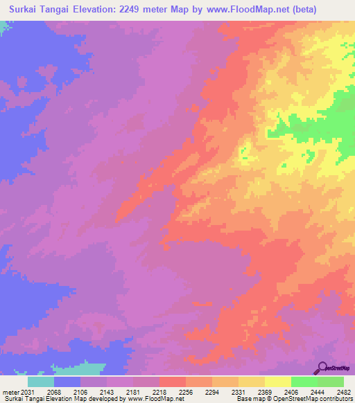 Surkai Tangai,Afghanistan Elevation Map