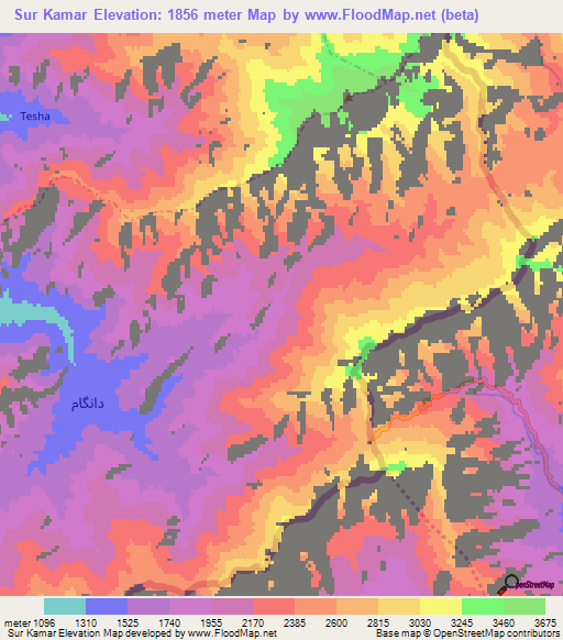 Sur Kamar,Afghanistan Elevation Map