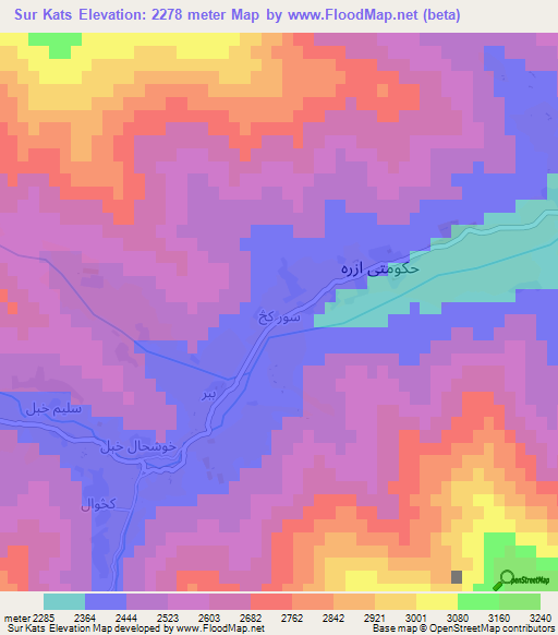 Sur Kats,Afghanistan Elevation Map