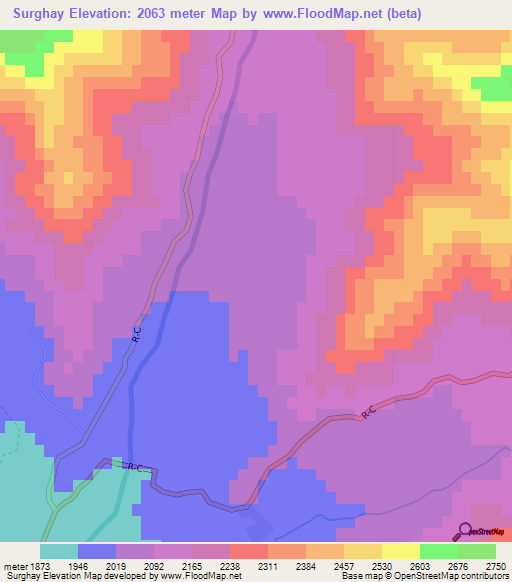 Surghay,Afghanistan Elevation Map