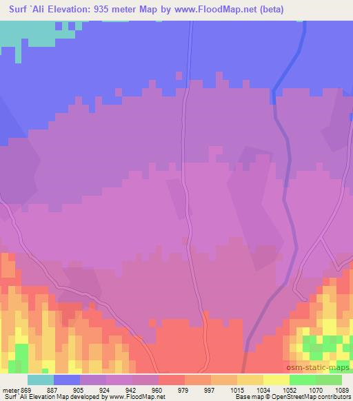 Surf `Ali,Afghanistan Elevation Map