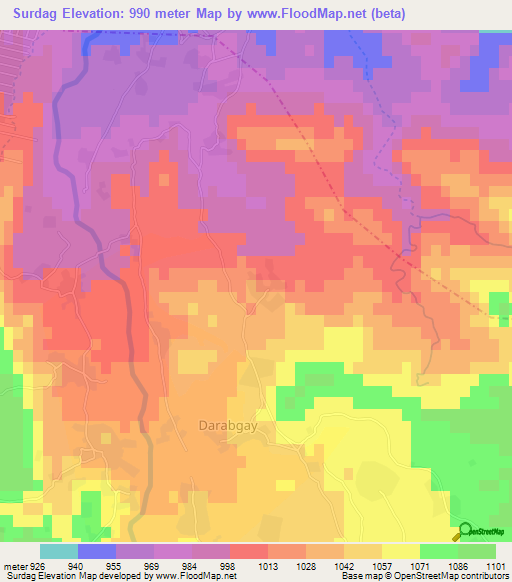 Surdag,Afghanistan Elevation Map
