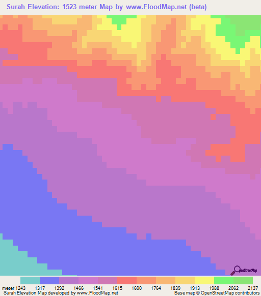 Surah,Afghanistan Elevation Map