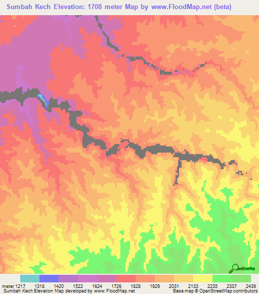 Sumbah Kech,Afghanistan Elevation Map
