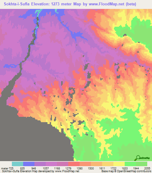Sokhta-i-Sufla,Afghanistan Elevation Map