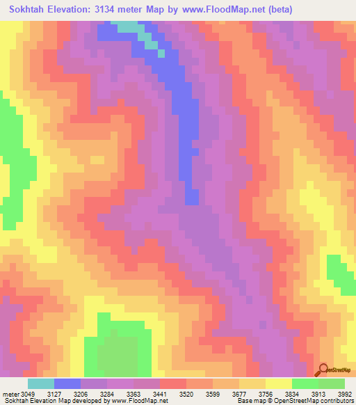 Sokhtah,Afghanistan Elevation Map