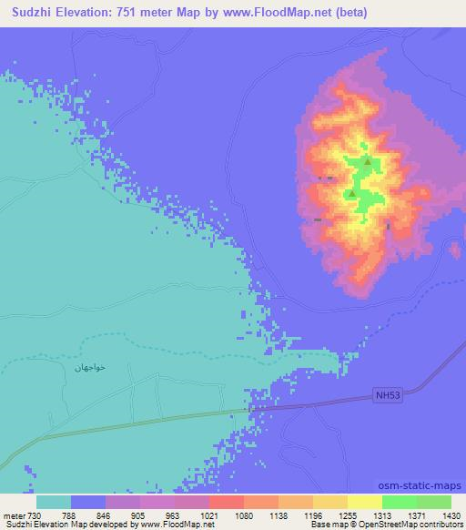 Sudzhi,Afghanistan Elevation Map
