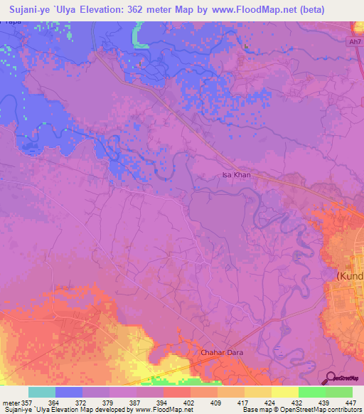 Sujani-ye `Ulya,Afghanistan Elevation Map