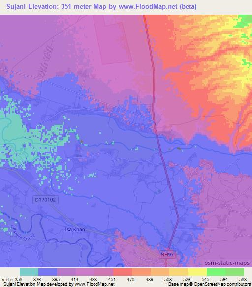 Sujani,Afghanistan Elevation Map