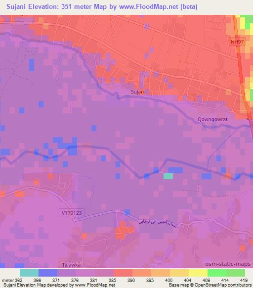 Sujani,Afghanistan Elevation Map