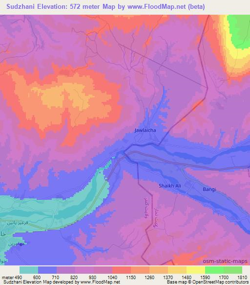 Sudzhani,Afghanistan Elevation Map