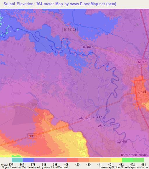 Sujani,Afghanistan Elevation Map