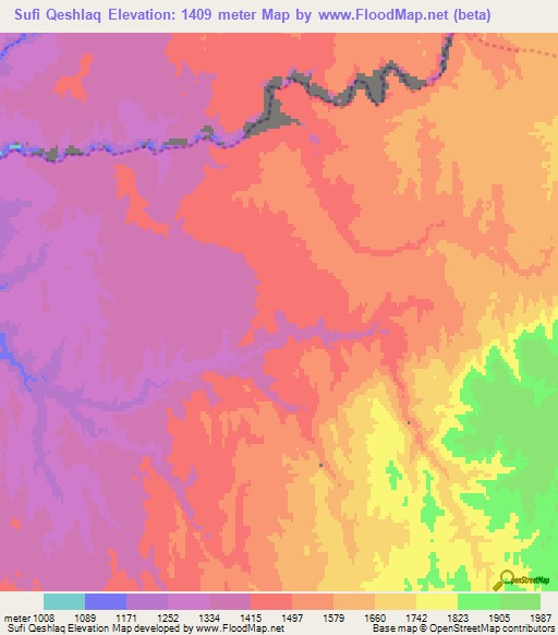 Sufi Qeshlaq,Afghanistan Elevation Map