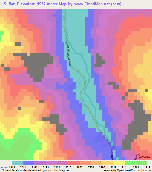 Sufian,Afghanistan Elevation Map