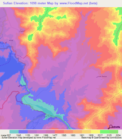 Sufian,Afghanistan Elevation Map