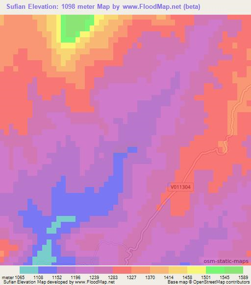 Sufian,Afghanistan Elevation Map