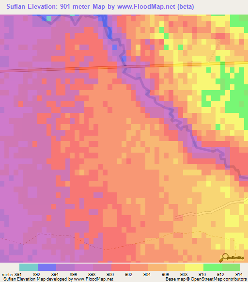 Sufian,Afghanistan Elevation Map