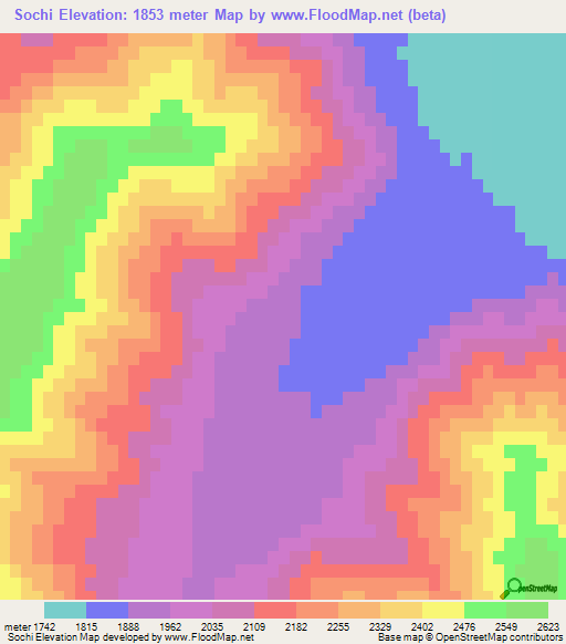 Sochi,Afghanistan Elevation Map