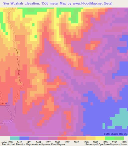 Ster Wuzhah,Afghanistan Elevation Map