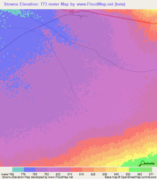 Stownu,Afghanistan Elevation Map