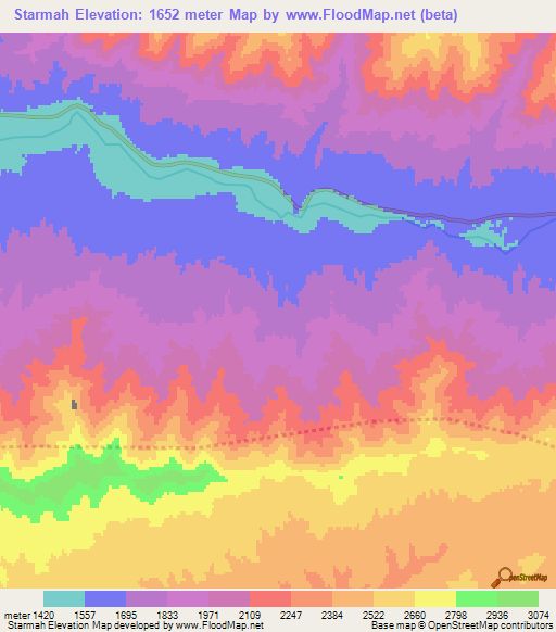 Starmah,Afghanistan Elevation Map