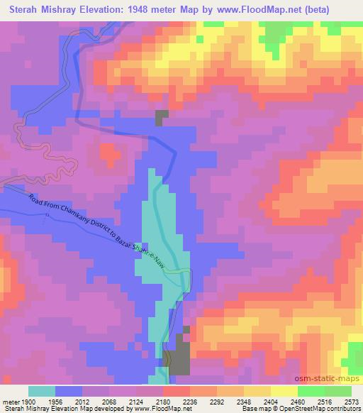 Sterah Mishray,Afghanistan Elevation Map