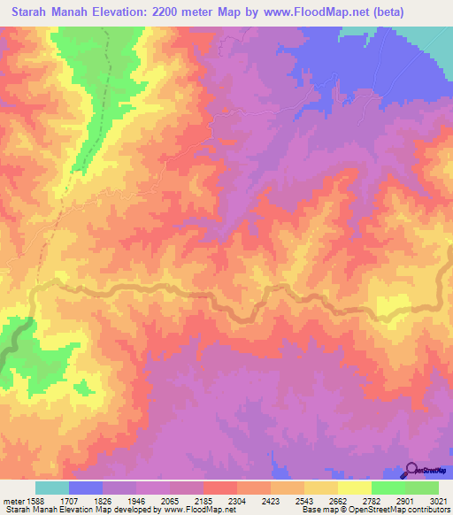 Starah Manah,Afghanistan Elevation Map
