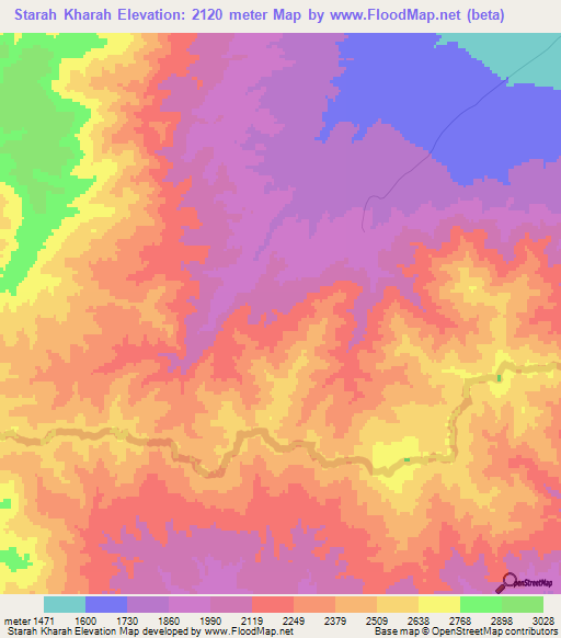 Starah Kharah,Afghanistan Elevation Map