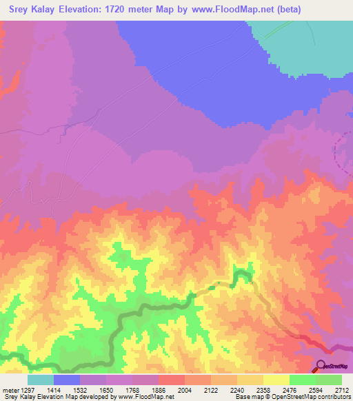 Srey Kalay,Afghanistan Elevation Map