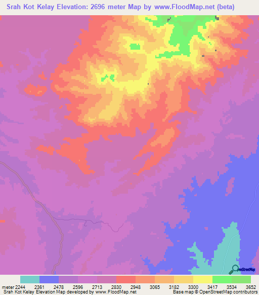 Srah Kot Kelay,Afghanistan Elevation Map