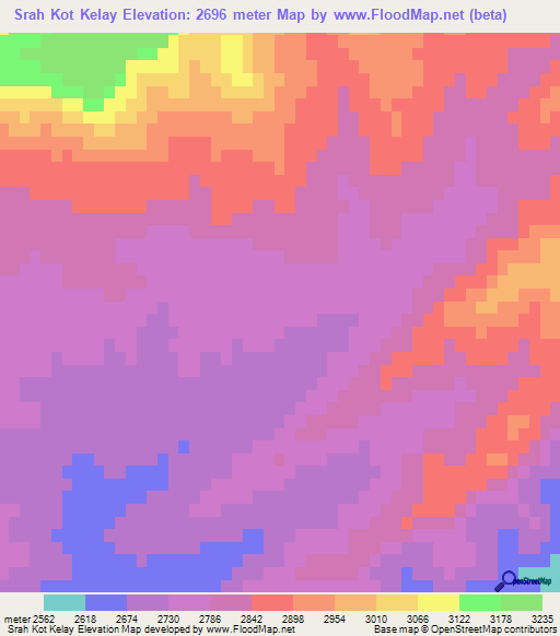 Srah Kot Kelay,Afghanistan Elevation Map