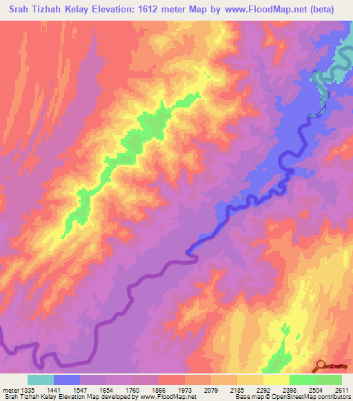 Srah Tizhah Kelay,Afghanistan Elevation Map