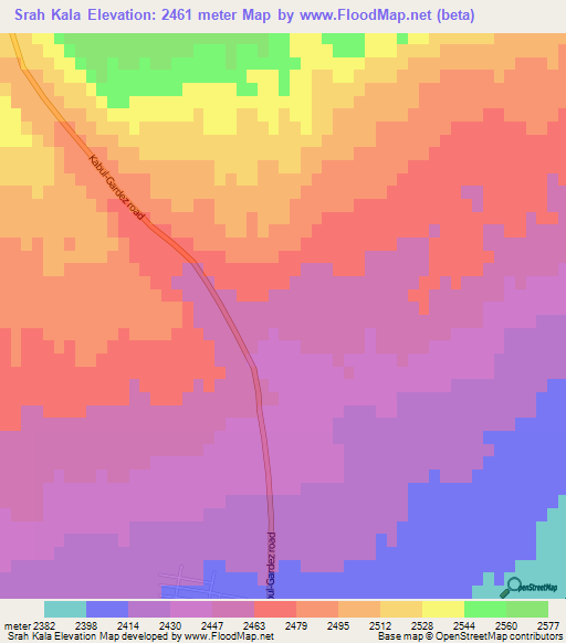 Srah Kala,Afghanistan Elevation Map