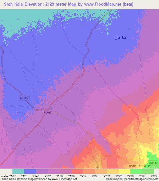 Srah Kala,Afghanistan Elevation Map