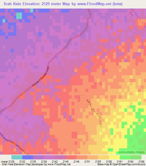 Srah Kala,Afghanistan Elevation Map