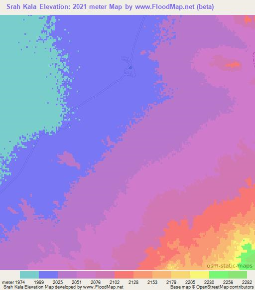 Srah Kala,Afghanistan Elevation Map