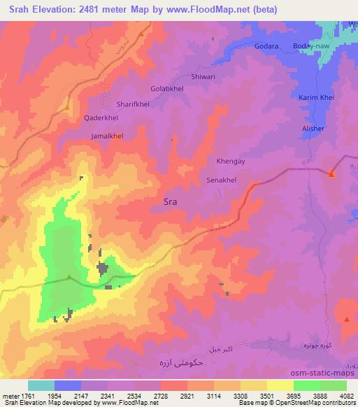 Srah,Afghanistan Elevation Map