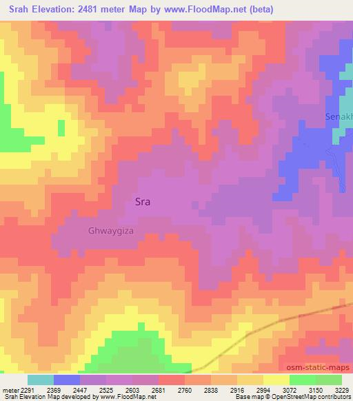 Srah,Afghanistan Elevation Map