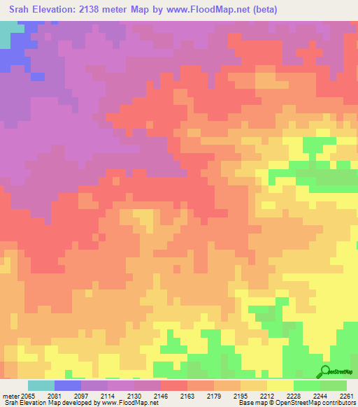 Srah,Afghanistan Elevation Map