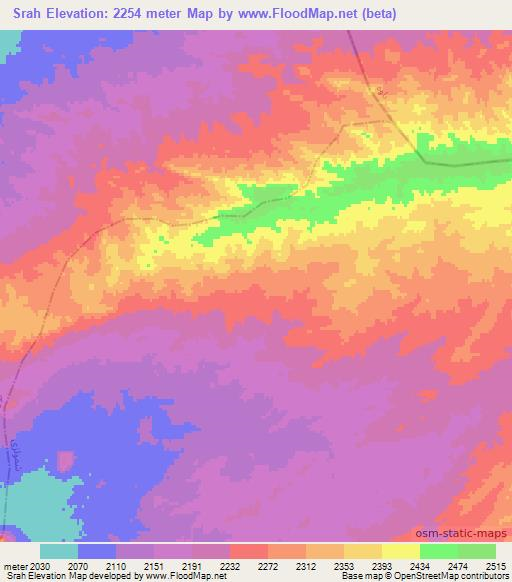 Srah,Afghanistan Elevation Map